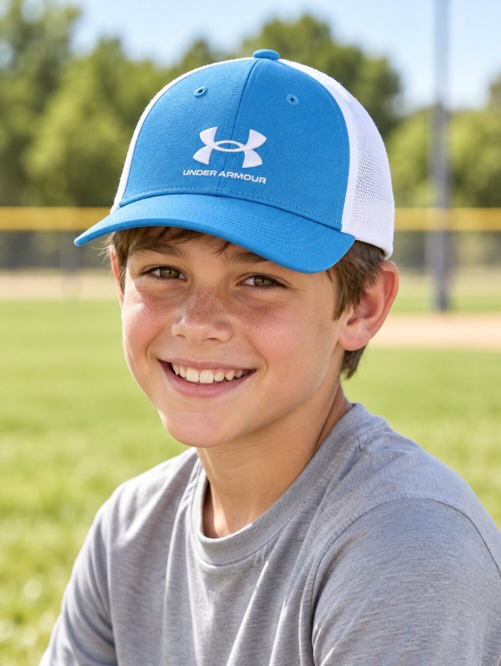 Under Armour Boys Blitzing Trucker Hat Blue White Mesh OSFM NWT